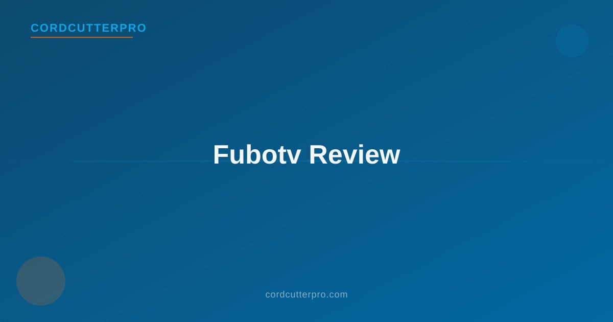 FuboTV app displaying live sports channels on a large flat-screen TV with a soccer match in progress