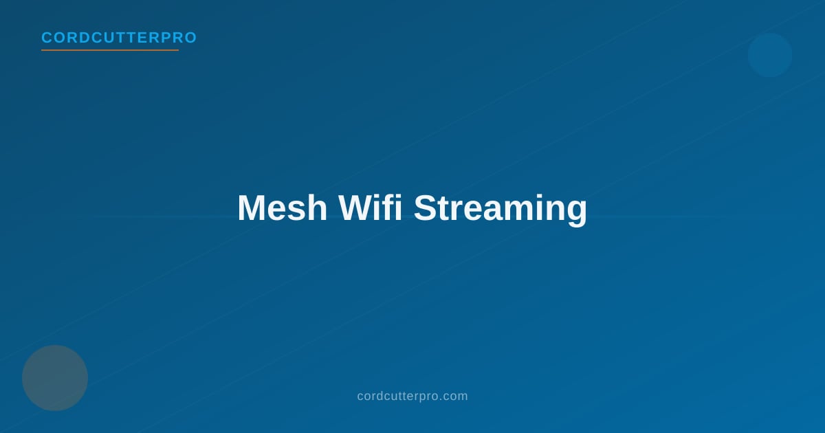 Mesh Wi-Fi router node on a living room shelf with a streaming TV in the background