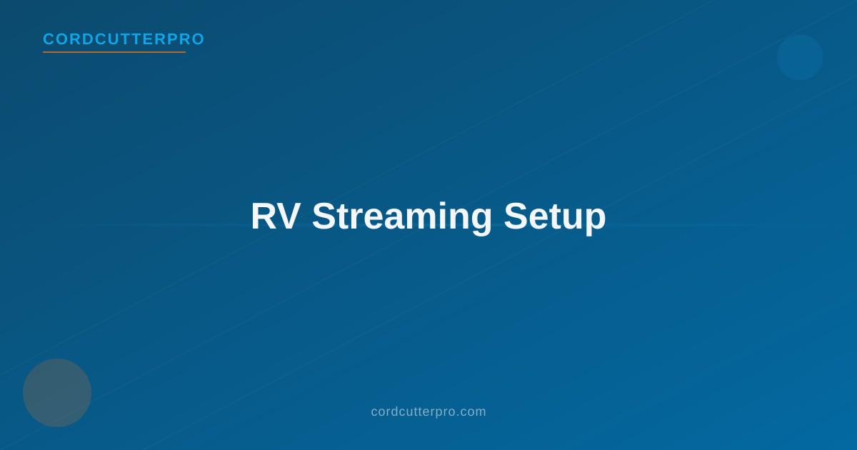 RV parked at a campsite with a streaming device and TV visible inside