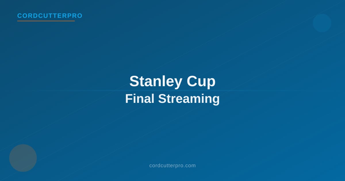 Stanley Cup trophy with streaming service logos overlaid on a TV screen