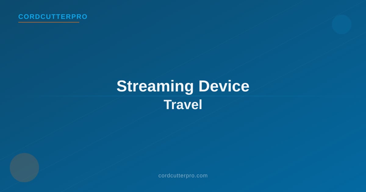 A Roku Streaming Stick 4K and compact travel router packed in a carry-on bag beside a hotel TV