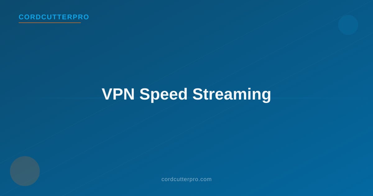Laptop showing streaming video with a VPN speed test in the background